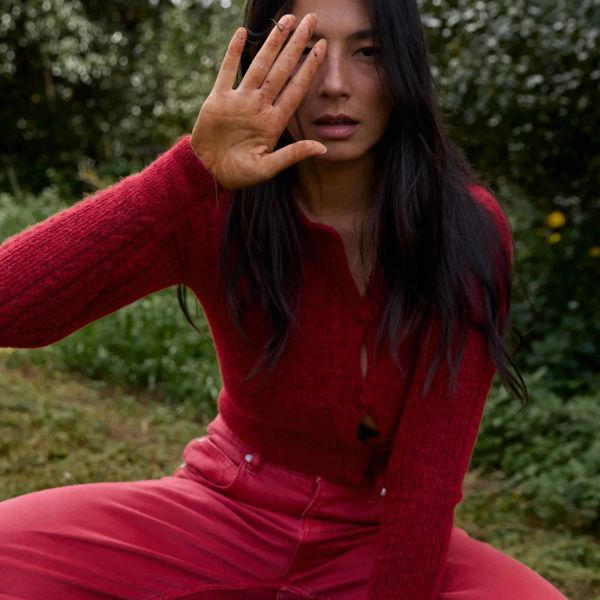 CABLE KNIT WOOL CARDIGAN