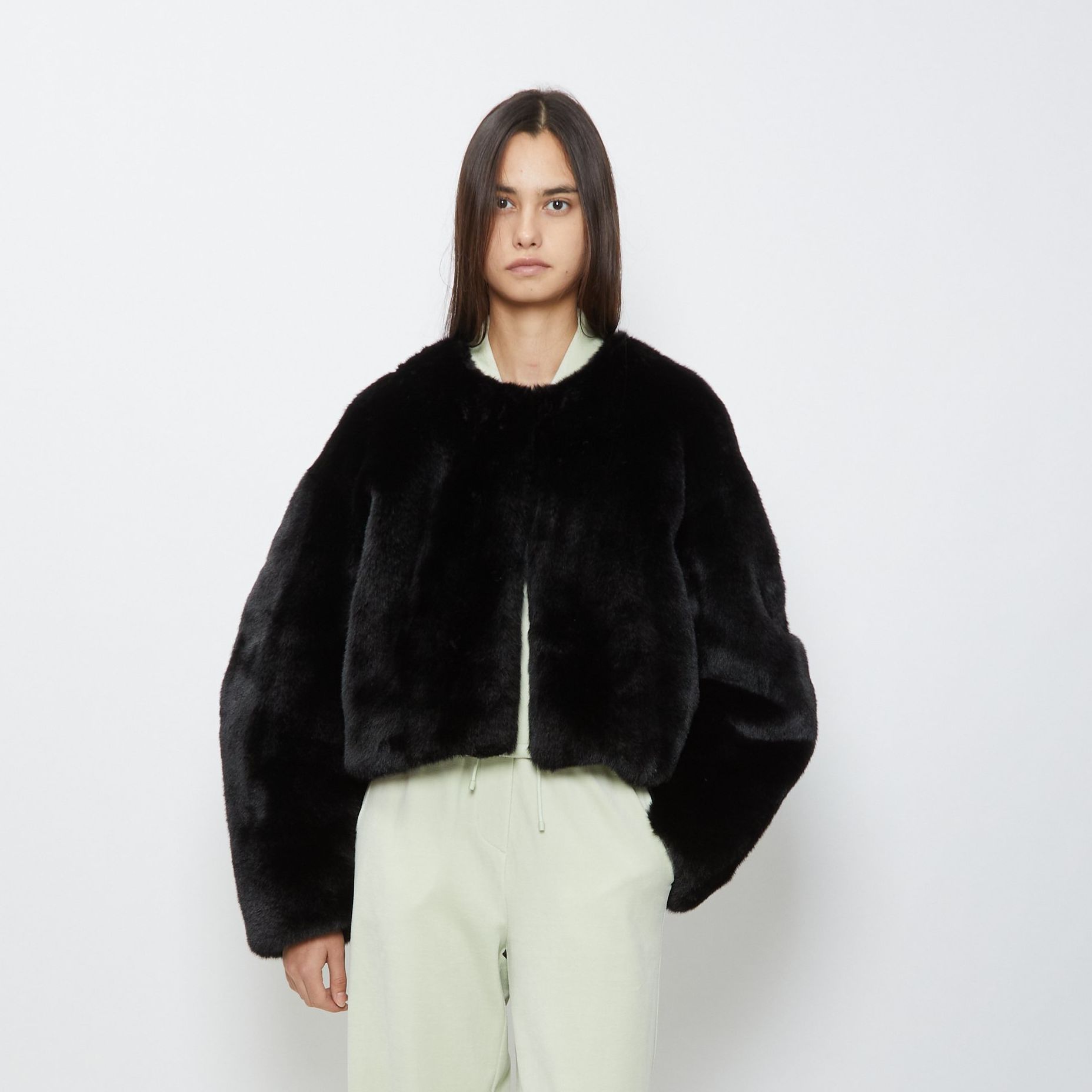 Round Shape Eco Fur Jacket