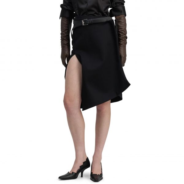 Asymmetric wool skirt