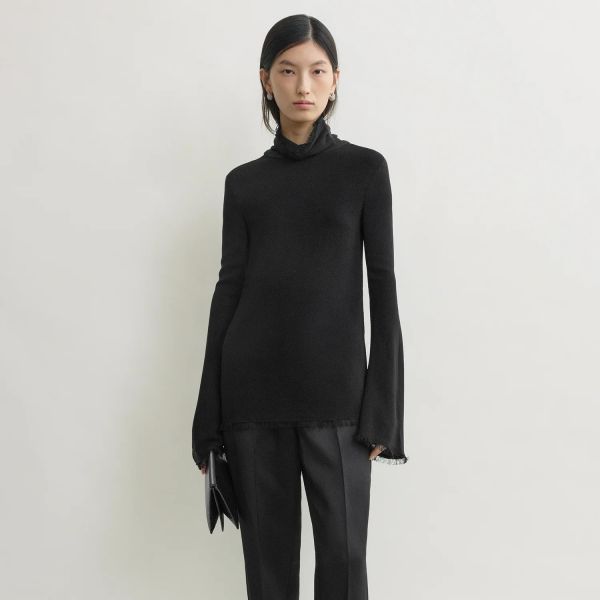 Frayed-edge slim top