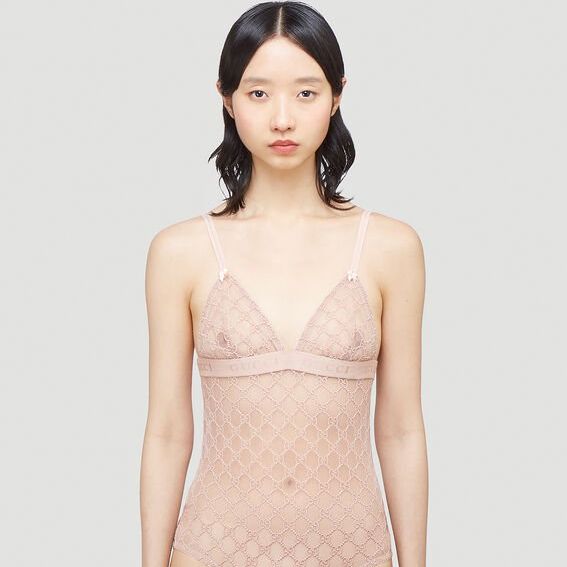 GG Logo Sheer-Lace Bodysuit