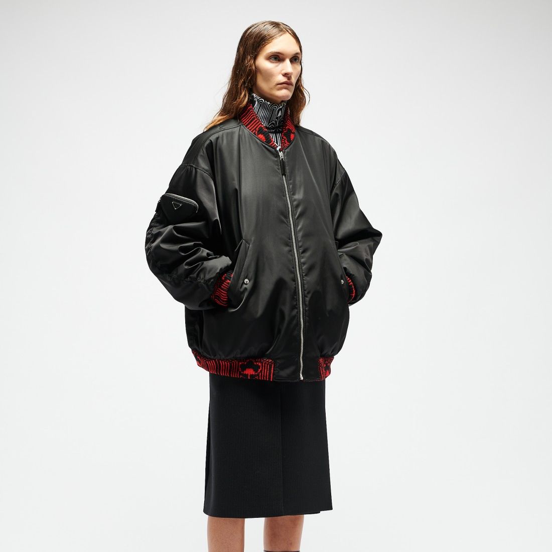BOMBER OVERSIZE EN RE-NYLON ET MAILLE
