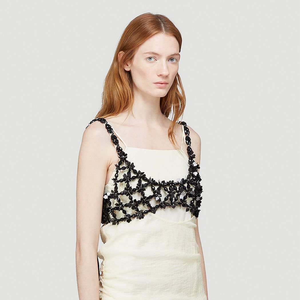 Bead-Embellished Bralet in Black