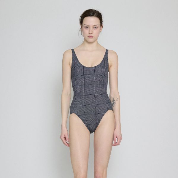 Glen Check Scoop Neck One Piece